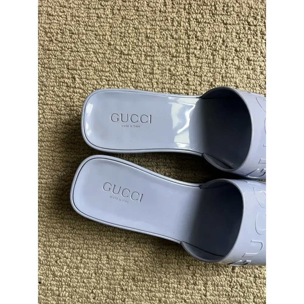 GUCCI Rubber Light Blue Platform Heels Womens EU 41 USA 11 Slip On